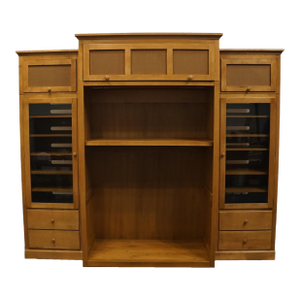 Ethan Allen Country Colors Collection Shaker Style 103" Three-Piece Maple Wood Entertainment Center - Wheat Finish - 14-9760 / 14-9706 / 14-9707