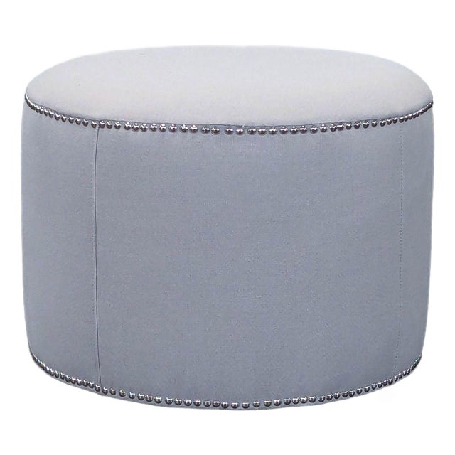 Safavieh Florentine Beige Linen Ottoman For Sale