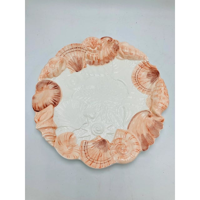 1970s Palm Beach Style Platter With Shell Motif For Sale - Image 5 of 5