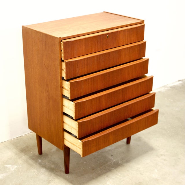 Wood 1950s Danish Teak Six Drawer Dresser For Sale - Image 7 of 10