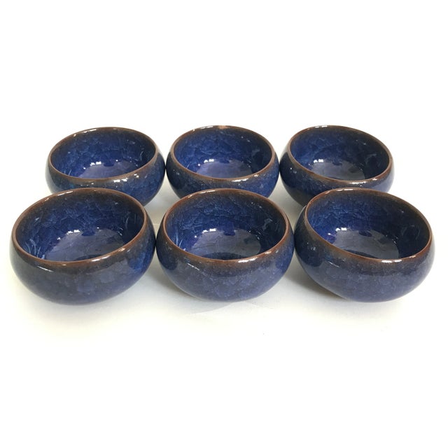 Blue Ice Crackle Glazed Teapot and Teacup Set - 7 Pieces For Sale In San Francisco - Image 6 of 11