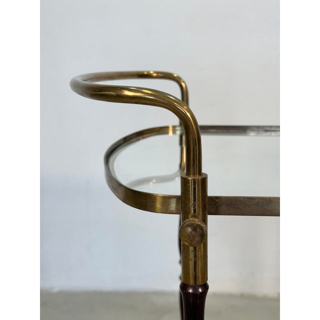 Brass and Wood Bar Trolley, 1960s For Sale - Image 12 of 13