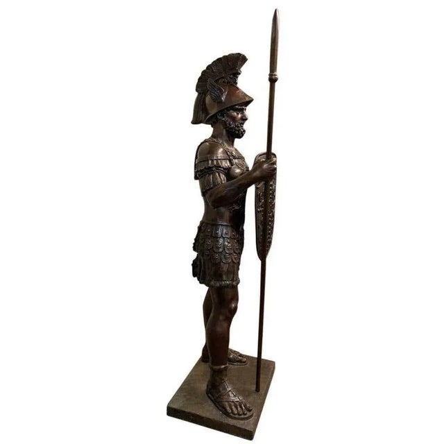 Life-Sized Bronze Roman Gladiator with Spear For Sale - Image 9 of 10