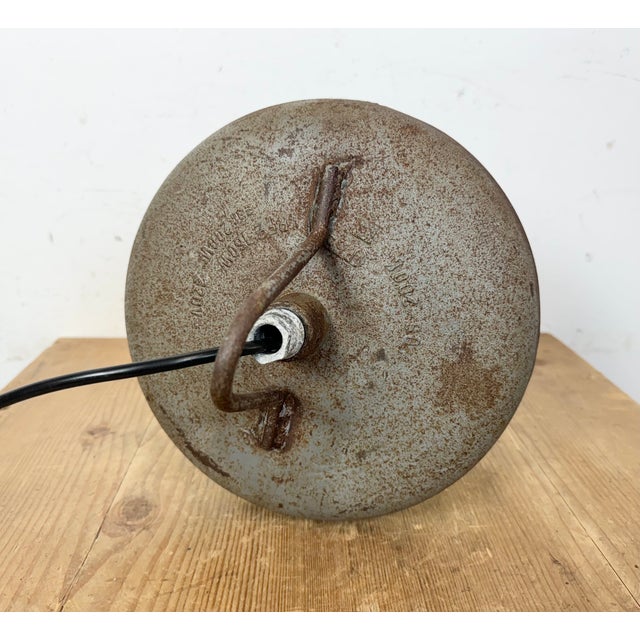 Industrial Cast Iron Cage Pendant Light from Polam, 1960s For Sale - Image 9 of 13