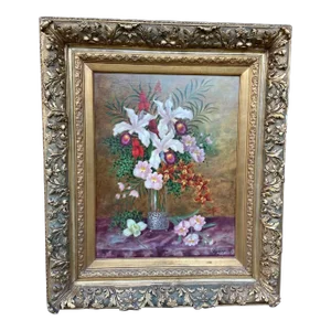 Floral Splendor: Tulips, Lilies, and More in a Glass Vase - 19th Century Masterpiece Painting by Angelique Cussenneers