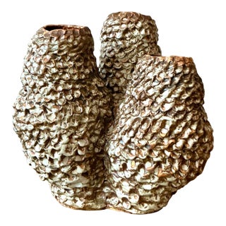 Vintage Boho Original Studio Pottery Barnacle Vase For Sale