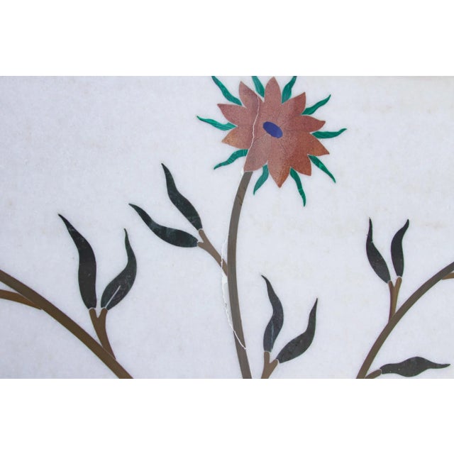 Marble Gemstone Inlay Campanula Wall Panel For Sale - Image 10 of 12