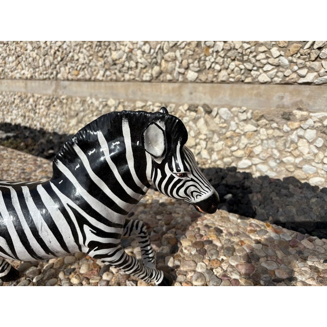 1960s Italian Glazed Terracotta Zebra Sculpture For Sale - Image 6 of 12