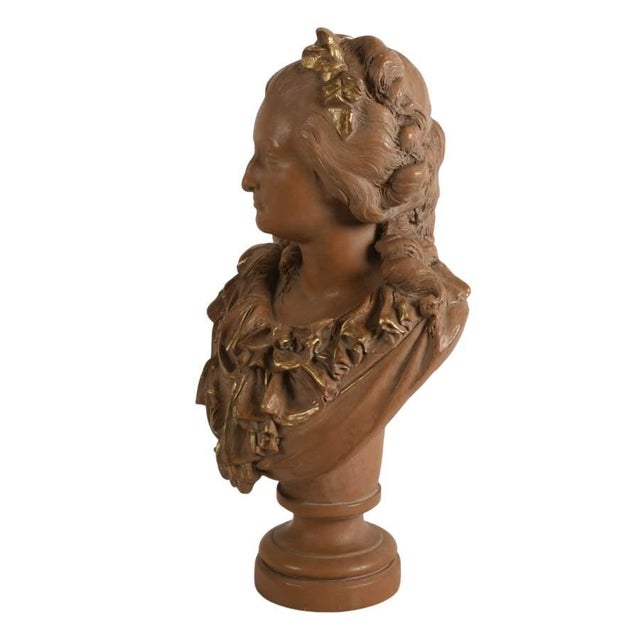 French Ceramic Bust of Marie Antoinette After Carrier-Belleuse French Classical Sculpture For Sale - Image 3 of 10