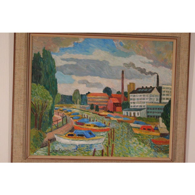 John Carlson, Motif from Sundbyberg, 1975, Oil on Panel, Framed For Sale - Image 15 of 18