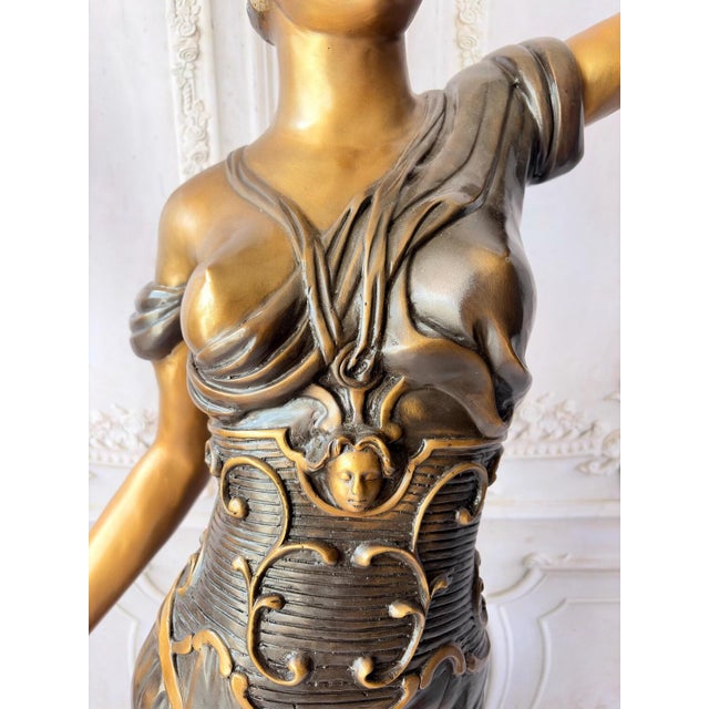 Monumental Bronze Lady Justice Statue Lady Themis Sculpture With Scales & Sword For Sale - Image 4 of 18