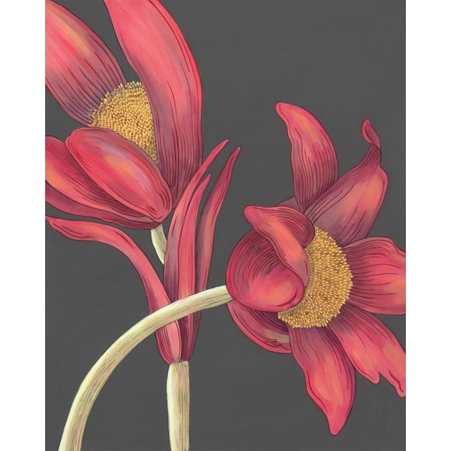 "Pasque" Red Flower Mountain Wildflower Painting by Allison Cosmos For Sale