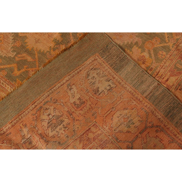Antique Turkish Oushak Rug in Soft Green, Beige, and Faded Plum For Sale - Image 4 of 4