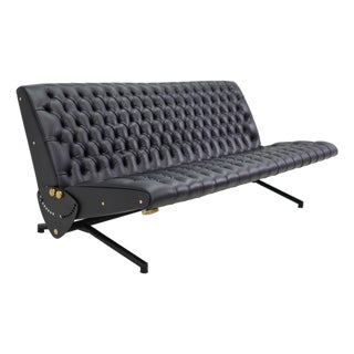 Adjustable Sofa Bed in Quilted Leather by Osvaldo Borsani for Tecno, 1970 For Sale