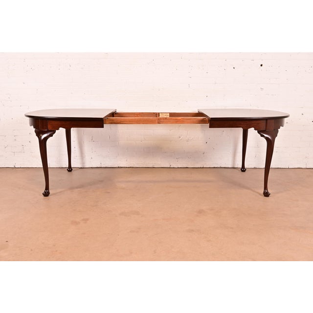 Wood Henkel Harris Queen Anne Solid Mahogany Extension Dining Table, Newly Refinished For Sale - Image 7 of 15