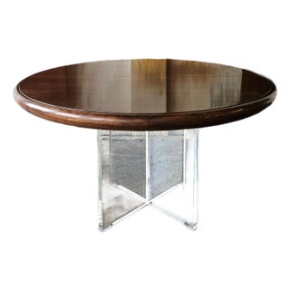 Vladimir Kagan Walnut and Acrylic Custom Dining Table - 102 Inches For Sale