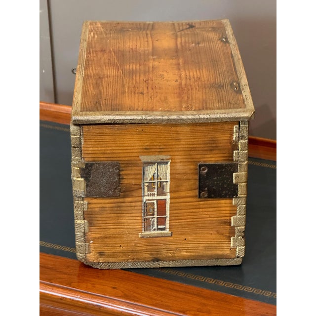 Wood 19th Century English Pine Box Hand-Painted as a Georgian Country House For Sale - Image 7 of 8
