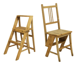 Arts & Crafts Metamorphic Library Steps Folding Ladder Chair, Vienna, 1900s