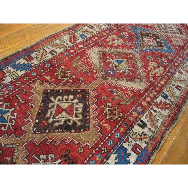 1930s 1930s Antique Kurdish Diamond Classic Tribal Coral Hallway Runner Rug For Sale - Image 5 of 6