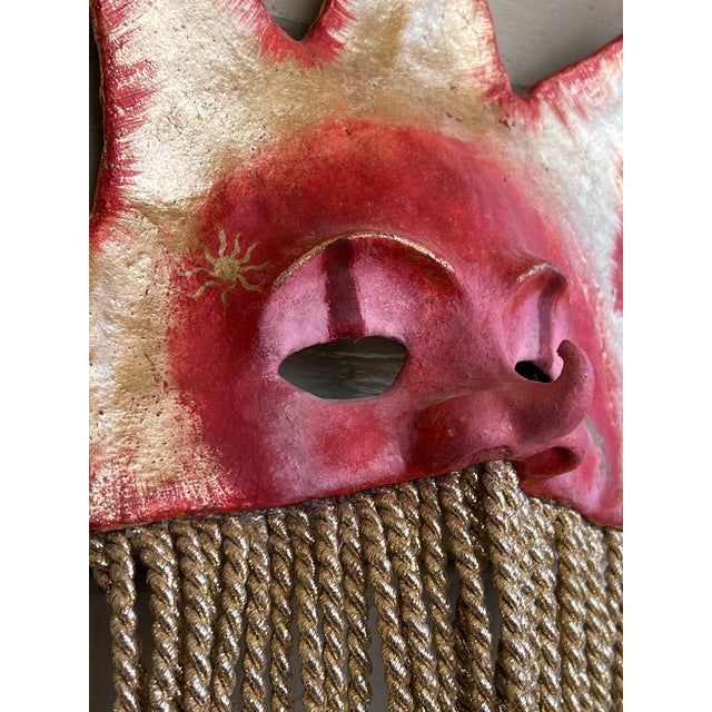Rococo Rare Venetian Baroque Style Handmade Paper Mache Gilded & Painted "Sole" Sun Mask For Sale - Image 3 of 13
