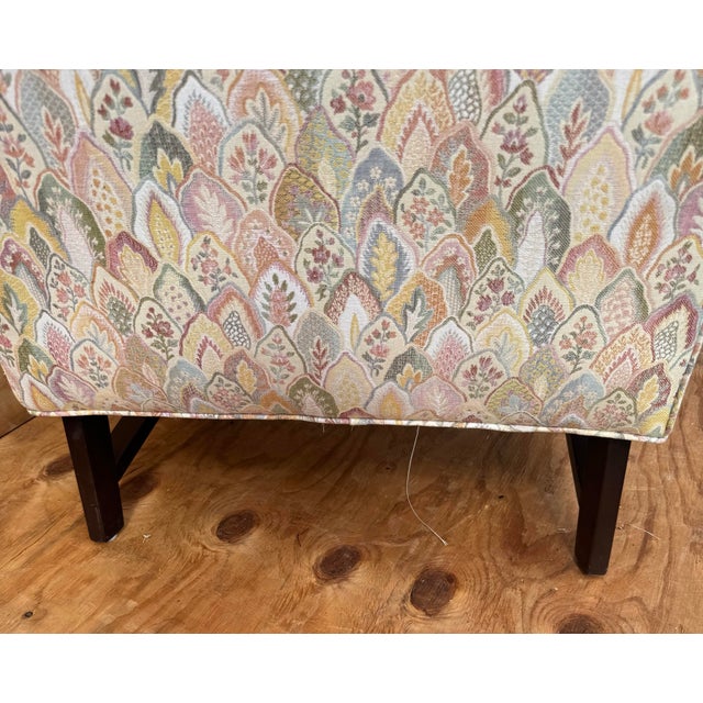 Wood Pair Vintage Slipper Lounge Chairs Great Original Fabric Attributed to Edward Wormley for Dunbar For Sale - Image 7 of 12