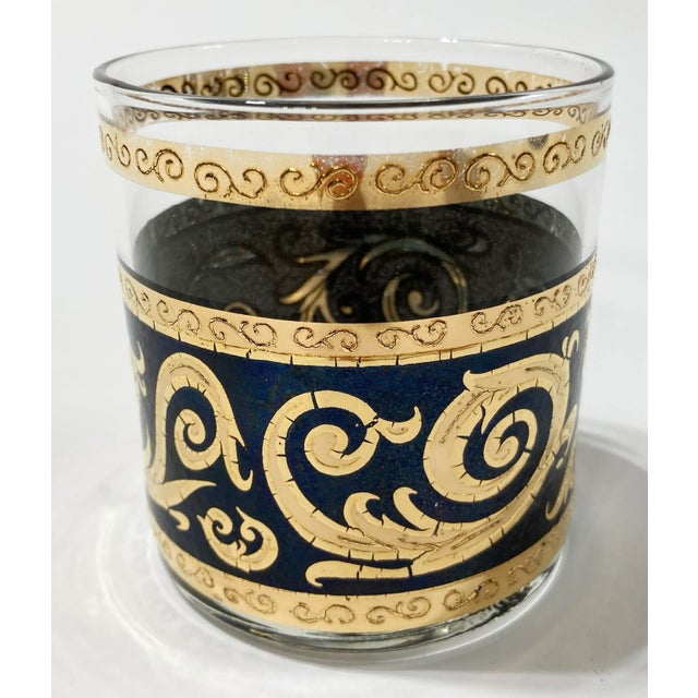 Mid 20th Century Vintage Culver LTD Black and Metallic Gold Lowball Glasses, Set of 5 For Sale - Image 5 of 9
