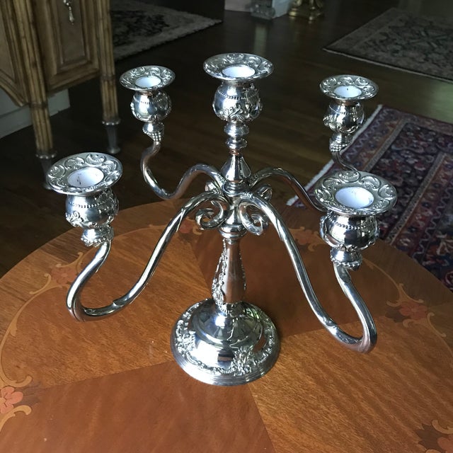 Vintage Godinger Gsa Silver Plated Five Light Candelabara Candle Holder
