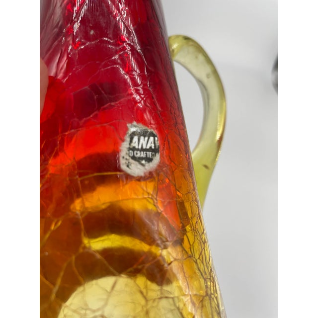Glass Mid Century Kanawha Crackle Glass Vase For Sale - Image 7 of 9