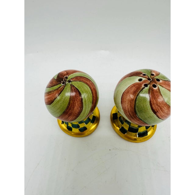 Boho Chic Mackenzie Childs Salt and Pepper Shaker Set For Sale - Image 3 of 5