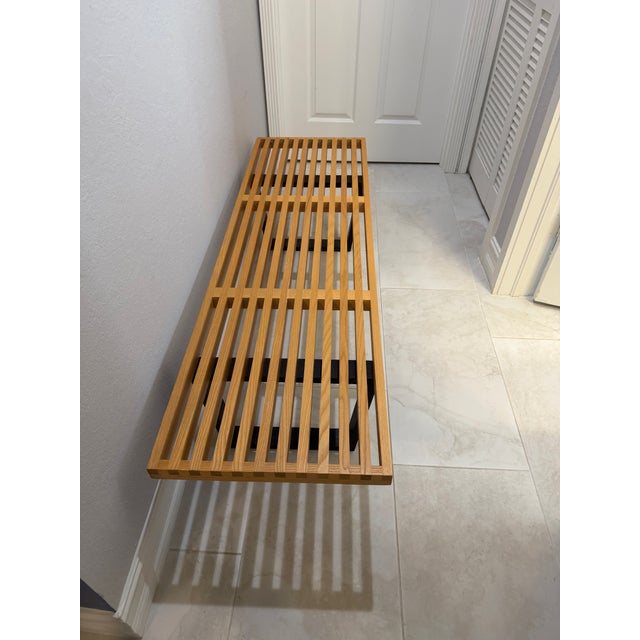 Mid-Century Modern Slat Bench Attributed to Herman Miller George Nelson Platform 60 In. Mid Century Modern For Sale - Image 3 of 9
