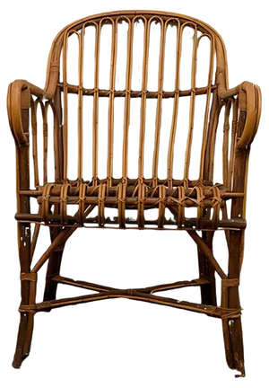Italian Bamboo and Wicker Armchair, 1960s