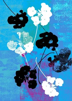 "Graphic Flowers, Geraniums" Contemporary Botanical Colorful Art Print