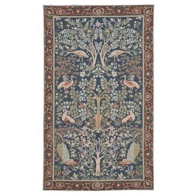 English Birds & Trees Blue Loom Woven Tapestry - Requires Rod Size 1 For Sale - Image 3 of 3