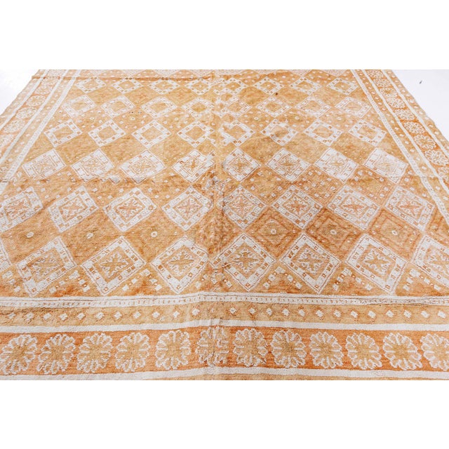 Textile Authentic 1900 Indian Agra Orange Handmade Rug For Sale - Image 7 of 10