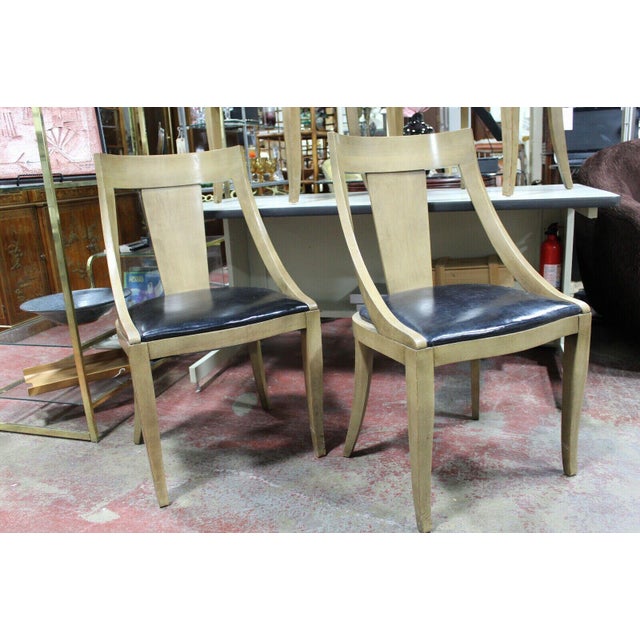 Mid-Century Modern Wormley Dunbar Style Spoon Back Dining Chairs - Set of 4 For Sale - Image 4 of 13