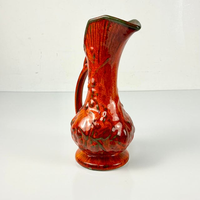 Mid-Century Boho Chic Mediterranean U-S-a Pottery Ewer Shaped Ceramic Vase Pitcher. For Sale - Image 10 of 15