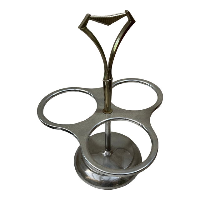 1970s Three-Ring Silver Serving Caddy For Sale