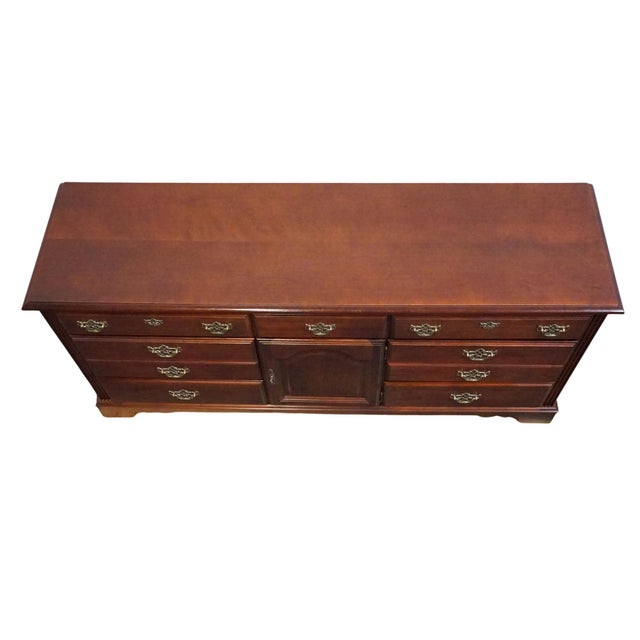 Broyhill Furniture Cherry Early American Traditional Style 67" Triple Door Dresser 735-6597-32 For Sale - Image 11 of 15