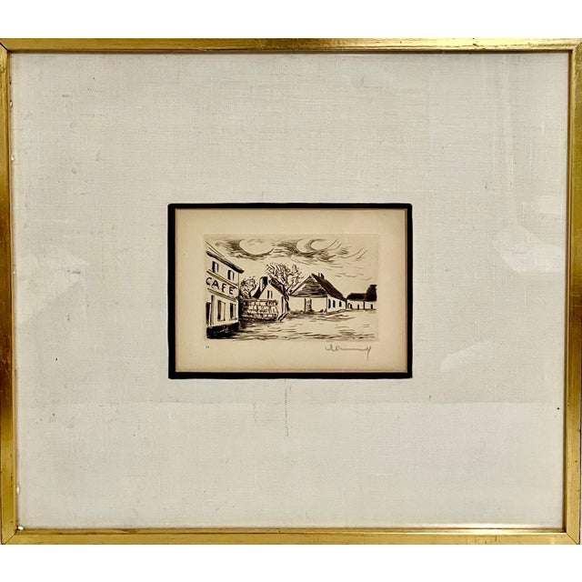 Maurice VlaminckHand Signed in Pencil Etching Cafe de Paris Visage de Maisons Maurice Vlaminck, c.1927 For Sale - Image 4 of 6