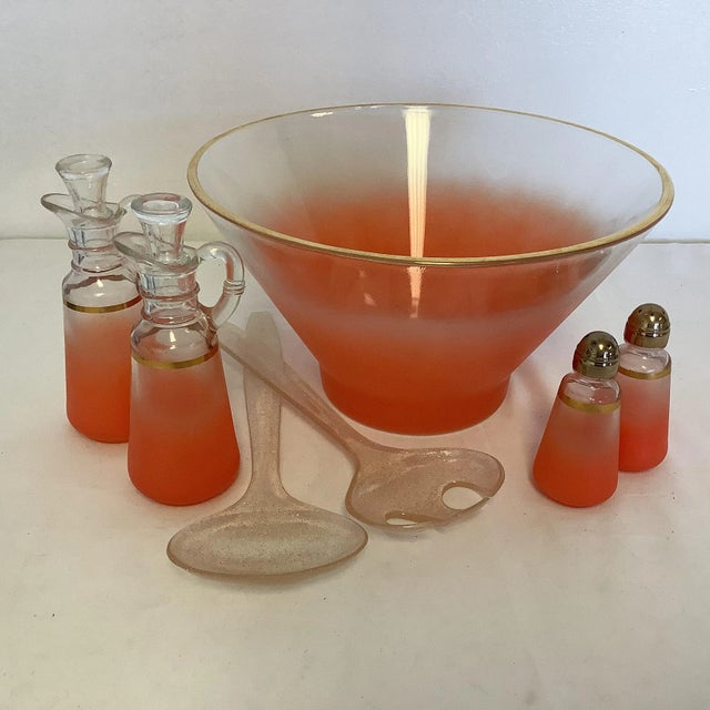 1970s Anchor Hocking Blendo Spray Mist Collection Complete Salad Set - 7 Pieces. For Sale - Image 12 of 12