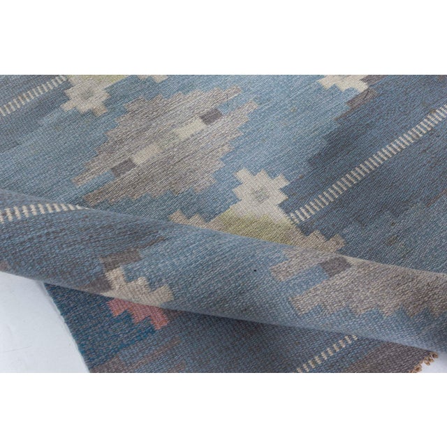Mid-Century Modern Doris Leslie Blau Vintage Swedish Flat-Weave Rug by Ingegerd Silow For Sale - Image 3 of 8