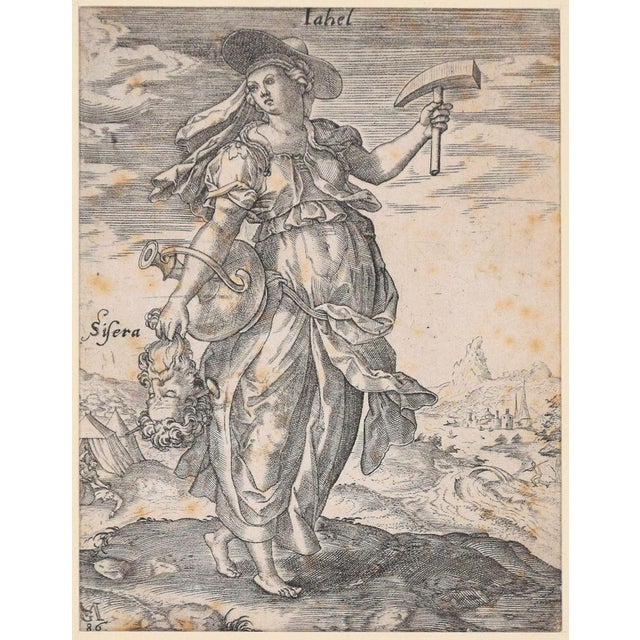 Jale with the Sisera's Head - Original Etching by M. Greuter 1586 For Sale - Image 3 of 3