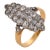 1910s French Belle Époque 1.60 Carat Diamond 18k Yellow Gold Platinum Navette Ring, Size 6.75 For Sale