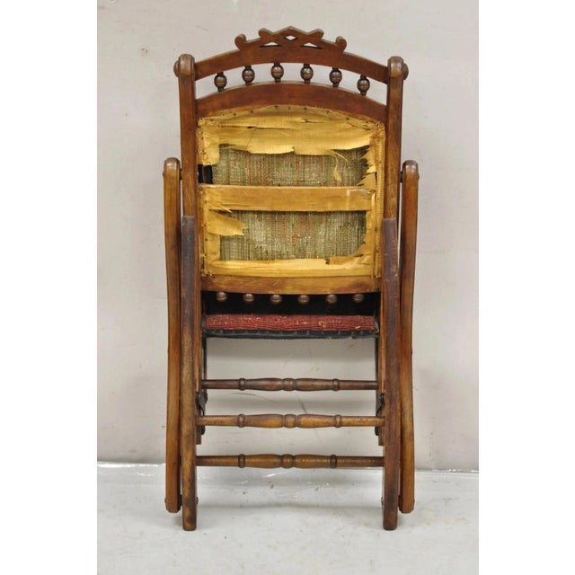 Antique Eastlake Victorian Walnut Small Child's Folding Rocker Rocking Chair For Sale - Image 10 of 10