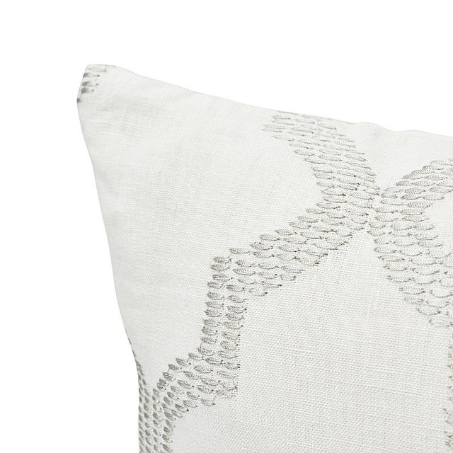 Moroccan Schumacher Tangier Embroidery 20" Pillow in Silver For Sale - Image 3 of 5