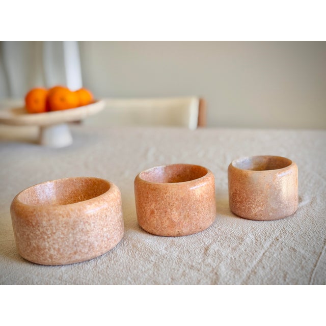Modern Set of Three Pink Marble Smooth Carved Mavis Serving Bowls by Blue Pheasant Retail $132.00 Our Mavis bowls are...