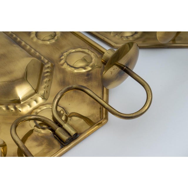 Early 21st Century Hand-Crafted Brass Wall Sconces Shields - a Pair For Sale - Image 5 of 13