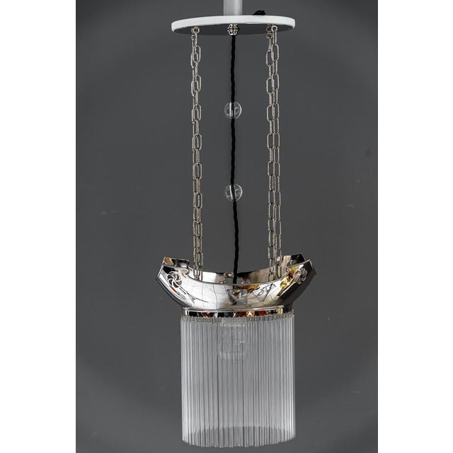 Art Deco Nickel-Plated Pendants with Glass Sticks, 1920s, Set of 3 For Sale - Image 3 of 18