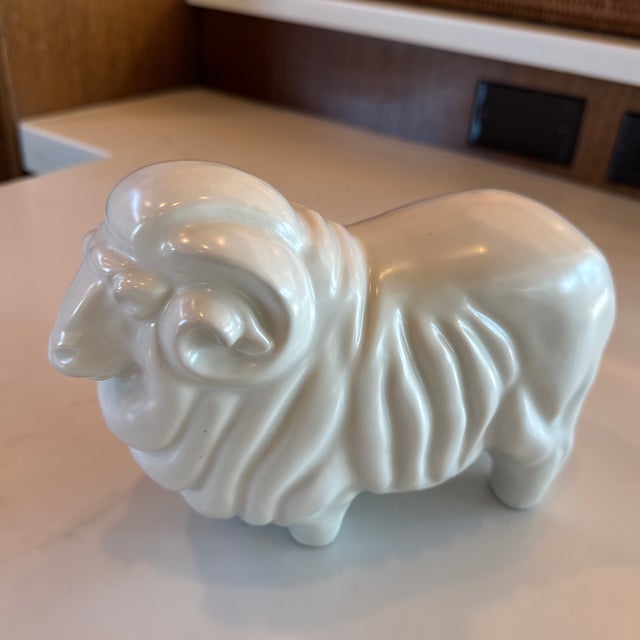 Vintage Japanese Okimono Ram Figurine For Sale - Image 4 of 11