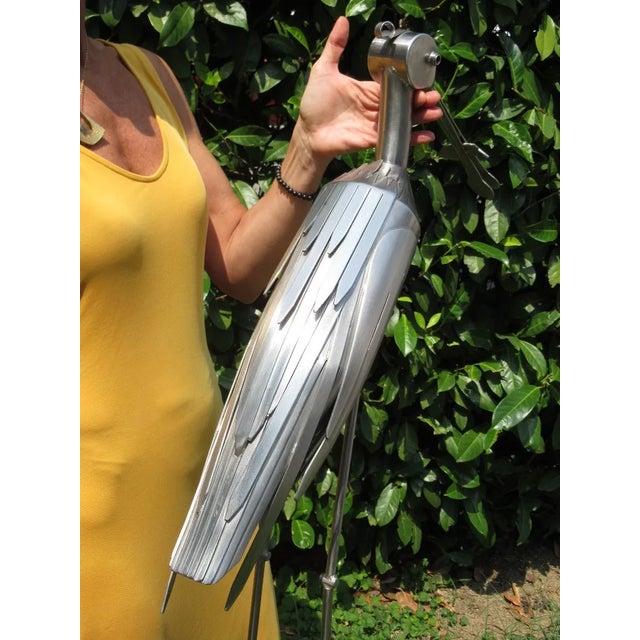 Italian Modern Steel Heron Bird Sculpture, 1980s For Sale - Image 9 of 11